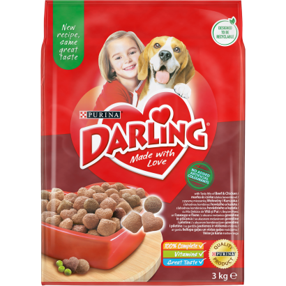Purina Darling marha és csirke ízletes keverékével száraz kutyaeledel 3 kg
