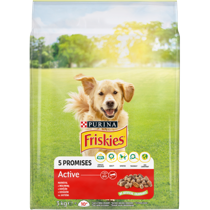 Purina Friskies Active marhával száraz kutyaeledel 3 kg