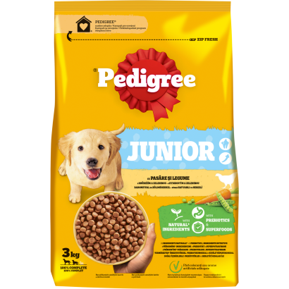 Pedigree Junior teljes értékű szárazeledel kölyökkutyák számára baromfival és zöldségekkel 3 kg