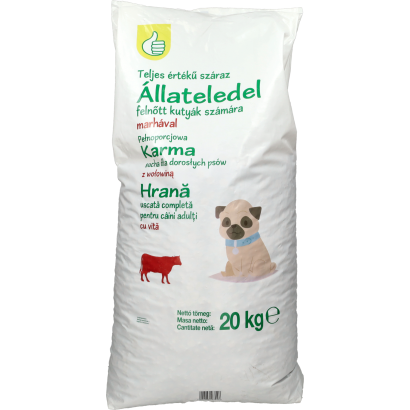 Auchan Tipp teljes értékű táp kutyáknak, marha 20 kg