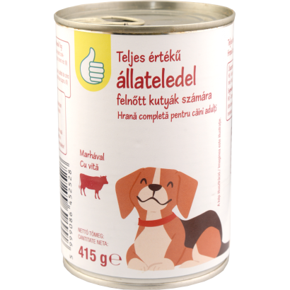 Auchan Tipp Teljes értékű állateledel felnőtt kutyák számára marhával 415 g