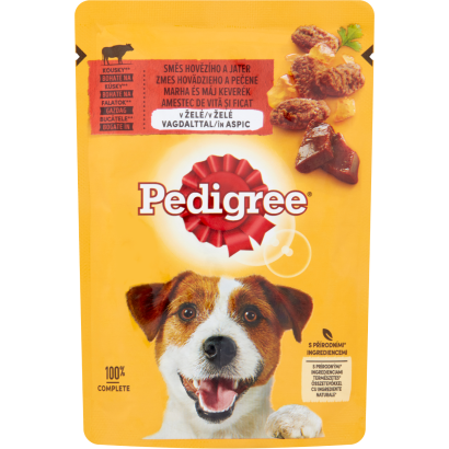 Pedigree teljes értékű nedves marha és máj keverék eledel felnőtt kutyák részére vagdalttal 100 g