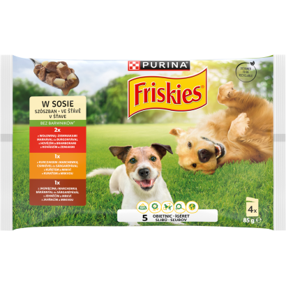 Purina Friskies szószos válogatás nedves kutyaeledel 4 x 85 g (340 g)