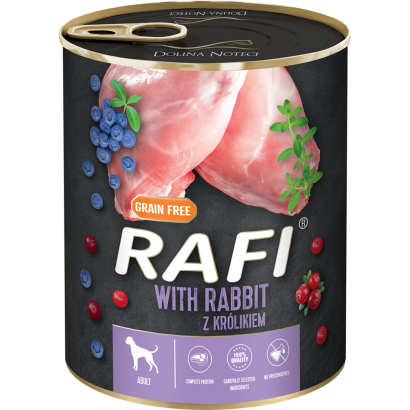 Rafi kutya pástétom nyúl, vörös- és kék áfonyával konzerv 800g