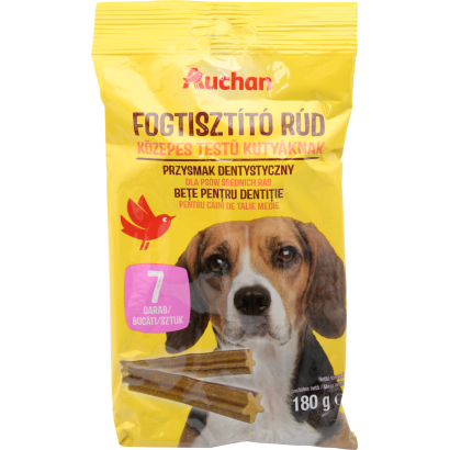 Auchan Kedvenc Fogtisztító rúd, közepes méretű kutyáknak 180 g/7 db