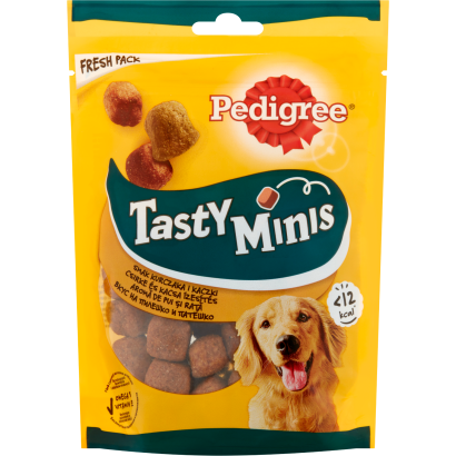 Pedigree Tasty Minis kiegészítő állateledel felnőtt kutyák számara csirke és kacsa ízesítéssel 130 g