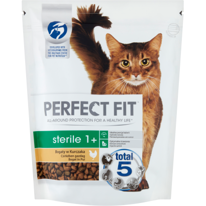 Perfect Fit Sterile 1+ csirkében gazdag teljes értékű szárazeledel felnőtt macskák számára 750 g