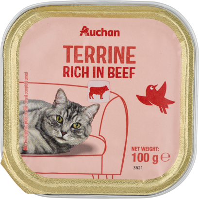 Auchan Kedvenc teljes értékű állateledel felnőtt macskák számára marhával 100 g