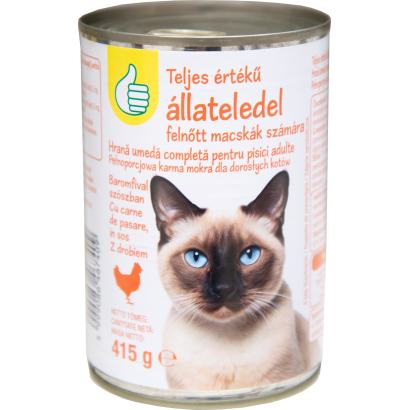 Auchan Tipp Teljesértékű állateledel felnőtt macskák számára baromfival 415 g