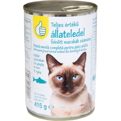 Auchan Tipp Teljesértékű állateledel felnőtt macskák számára hallal 415 g