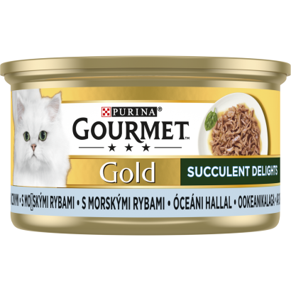 Purina Gourmet Gold Succulent Delights óceáni hallal nedves macskaeledel 85 g