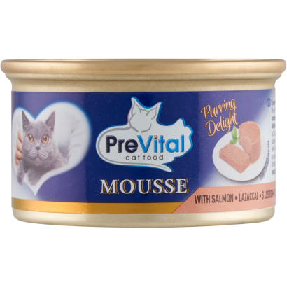 PreVital Mousse teljes értékű állateledel felnőtt macskák számára lazaccal 85 g
