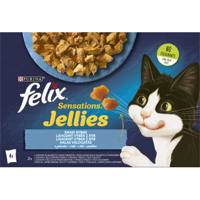 Purina Felix Sensations Jellies halas válogatás aszpikban nedves macskaeledel 4 x 85 g (340 g)