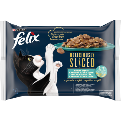 Purina Felix Deliciously Sliced halas válogatás aszpikban nedves macskaeledel 4 x 80 g