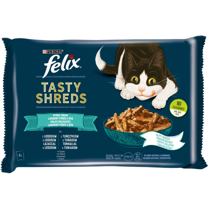 Purina Felix Shreds halas válogatás szószban nedves macskaeledel 4 x 80 g
