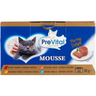 PreVital Mousse teljes értékű állateledel felnőtt macskák számára 4 x 85 g