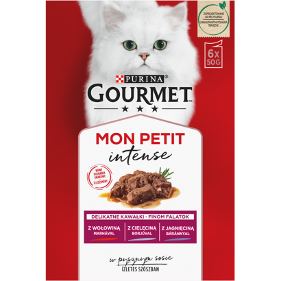 Purina Gourmet Mon Petit marhával/borjúval/báránnyal nedves macskaeledel 6 x 50 g