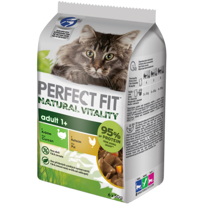 Perfect Fit Natural Vitality teljes értékű nedves eledel felnőtt macskáknak 6 x 50 g (300 g)