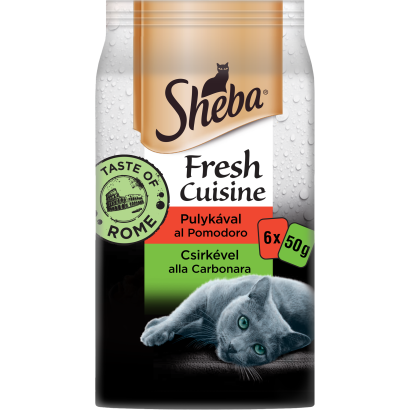 Sheba Taste of Rome tasakos csirkés és pulykás válogatás felnőtt macskák számára 6x50g