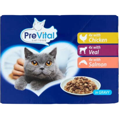 PreVital teljes értékű állateledel felnőtt macskák számára szószban 12 x 100 g