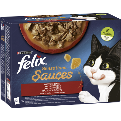Purina Felix Sensations Sauces házias válogatás szószban nedves macskaeledel 12 x 85 g