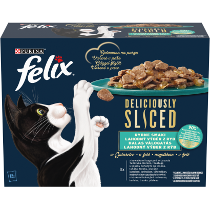 Purina Felix Deliciously Sliced halas válogatás aszpikban nedves macskaeledel 12 x 80 g