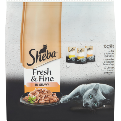 Sheba Fresh & Fine teljes értékű nedves eledel felnőtt macskáknak 15 x 50 g (750 g)