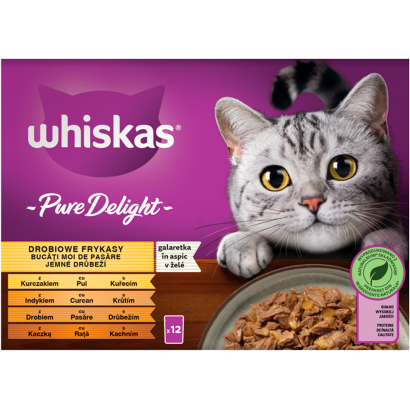 Whiskas Pure Delight teljes értékű nedves eledel felnőtt macskáknak 12 x 85 g (1,02 kg)