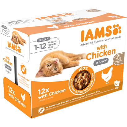 IAMS Delights nedves eledel kölyökmacskáknak csirkével szószban 12 x 85 g