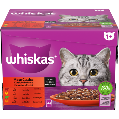 Whiskas alutasakos teljesértékű nedves macskaeledel felnőtt macskáknak klasszikus válogatás 24x85g