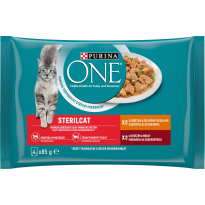 Purina One Sterilcat Csirkével és Zöldbabbal nedves macskaeledel 4 x 85 g