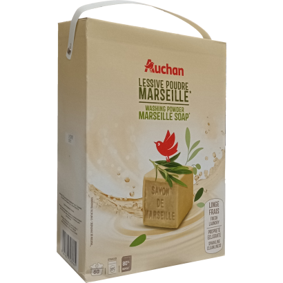 Auchan Kedvenc Mosópor fresh&perfume marseille szappankivonattal 60 mosás 3 kg