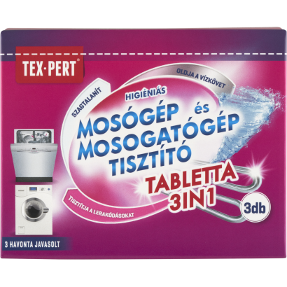 Tex-Pert 3in1 higiéniás mosógép és mosogatógép tisztító tabletta 3 x 20 g (60 g)