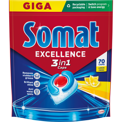 Somat Excellence Lemon Fresh gépi mosogatószer kapszula 70 db 1267 g