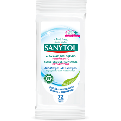 Sanytol antiallergén általános fertőtlenítő törlőkendő 72 db
