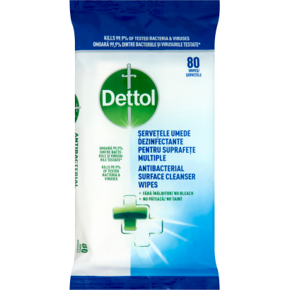 Dettol antibakteriális felülettisztító törlőkendő 80 db
