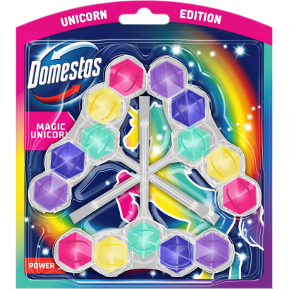 Domestos Power 5 Magic Unicorn WC frissítő blokk 3 x 50 g