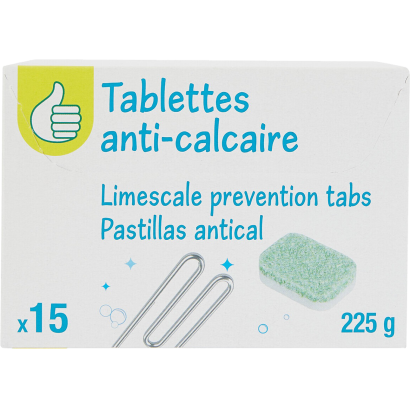 Auchan Tipp vízkőoldó tabletta mosógéphez 15 db (15x15 g=225 g)