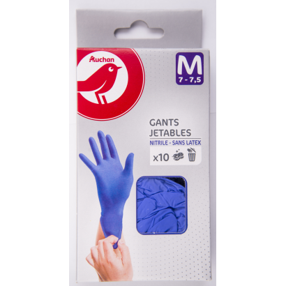 Auchan Kedvenc Latexmentes eldobható kesztyű  M méret 10 db