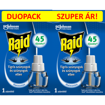 Raid illatmentes szúnyogirtó folyadék-utántöltő elektromos folyadékos készülékhez 2 x 27 ml