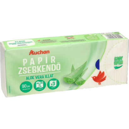 Auchan Kedvenc Aloe Vera illatú papír zsebkendő 3 rétegű 90 db