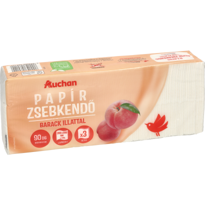 Auchan Kedvenc barack illatú papír zsebkendő 3 rétegű 90 db