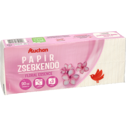 Auchan Kedvenc Floral essence illatú papír zsebkendő 3 rétegű 90 lap