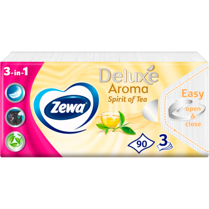 Zewa Deluxe Spirit Of Tea illatosított papír zsebkendő 3 rétegű 90 db