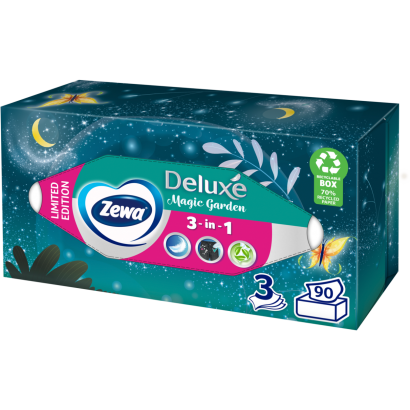 Zewa Deluxe Limited Edition dobozos illatmentes papír zsebkendő 3 rétegű 90 db