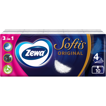 Zewa Softis Original illatmentes papír zsebkendő 4 rétegű 10 x 9 db