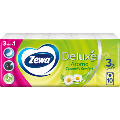 Zewa Deluxe Camomile Comfort illatosított papír zsebkendő 3 rétegű 10 x 10 db