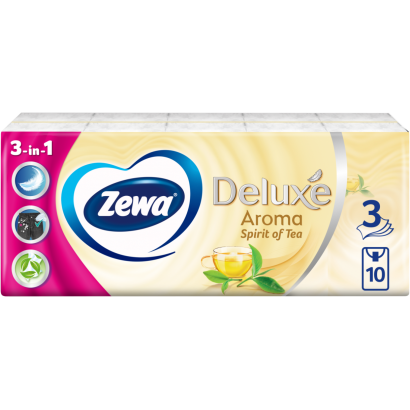 Zewa Deluxe Spirit Of Tea illatosított papír zsebkendő 3 rétegű 10 x 10 db