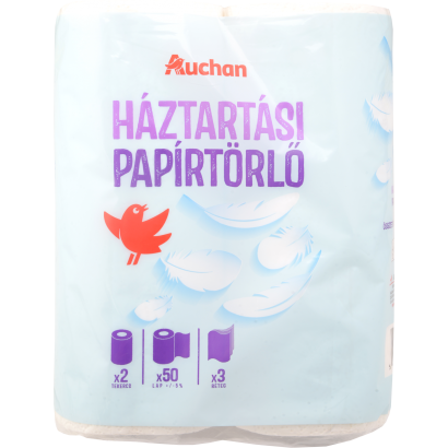 Auchan Kedvenc Háztartási papírtörlő 3 rétegű 2 tekercs 50 lap