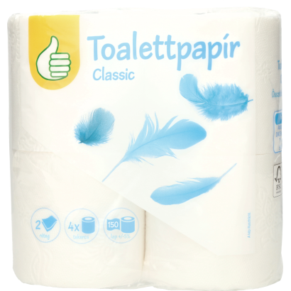 Auchan Tipp toalettpapír classic 2 rétegű 150 lap 4 tekercs